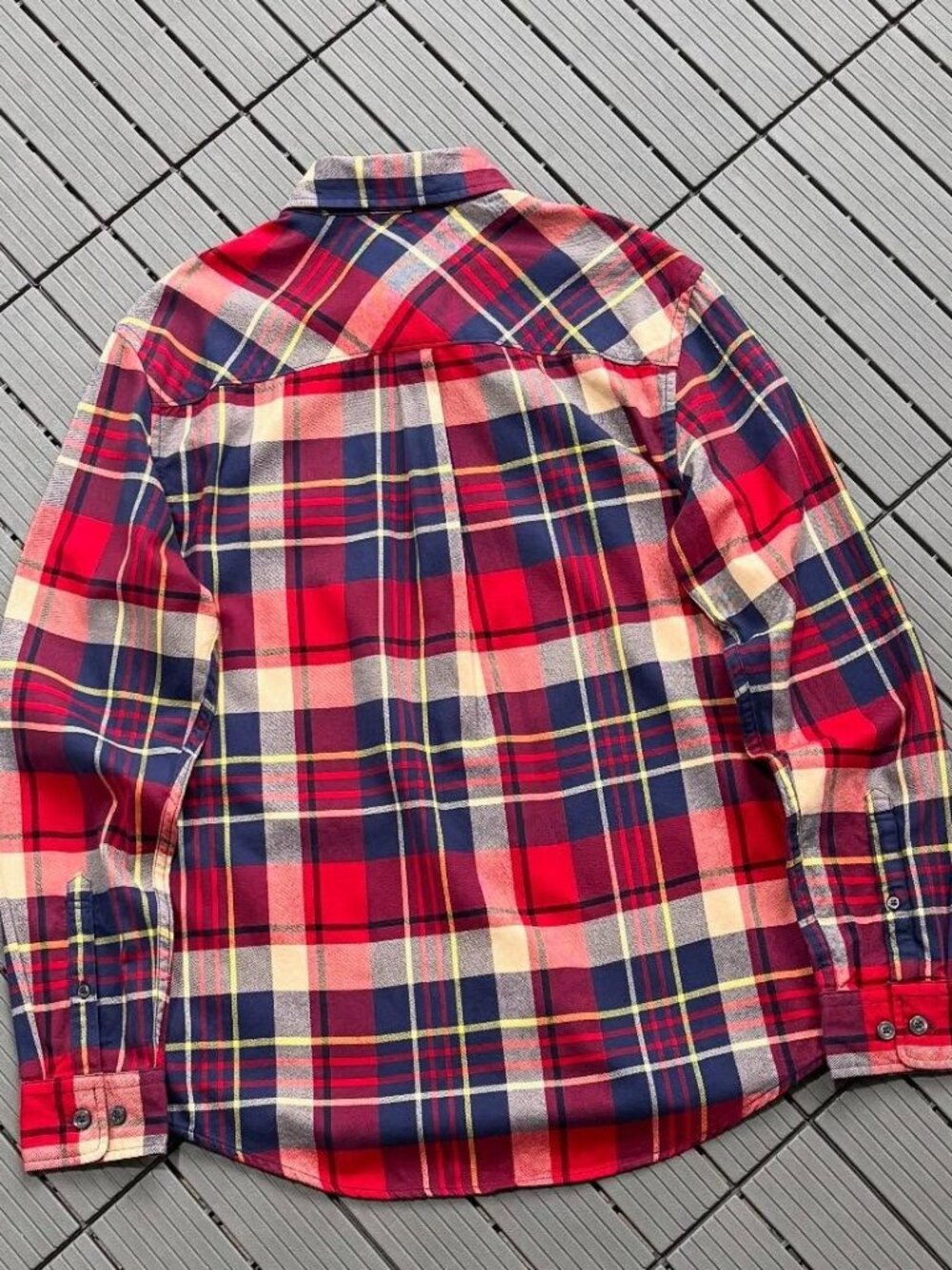 Classic Red Plaid Flannel Button-Up Shirt - Picture 3 of 4